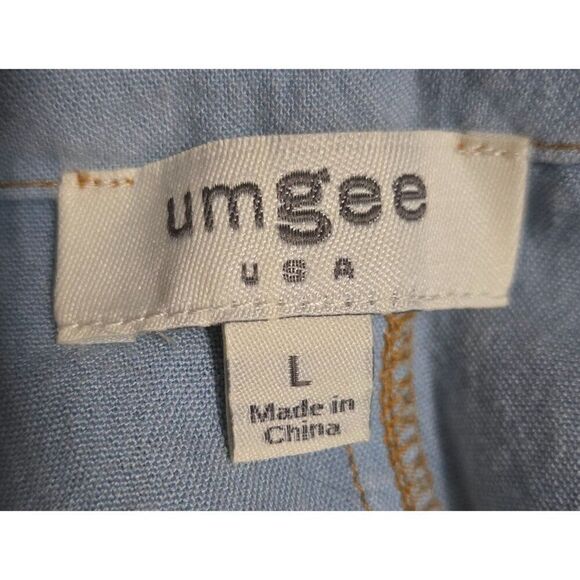 Umgee Light Blue Sleeveless V-Neck Frayed Hem Tunic Dress Large Womens Chic - Picture 5 of 5